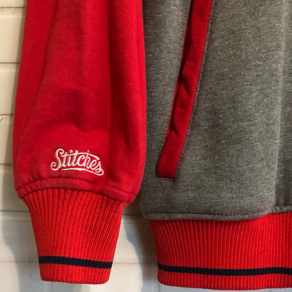 Vintage Anaheim Angels Stitches Red Gray MLB Fleece Baseball Sweatshirt Jacket M - Picture 9 of 16